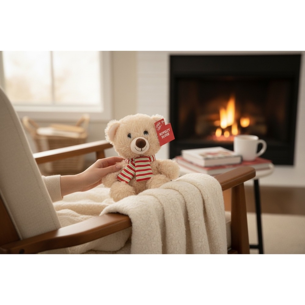 Holiday‎ Style Novelty Plush Teddy Bear Striped Scarf Christmas Gift Kids